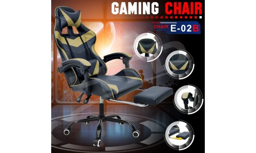 BG Furniture เก้าอี้เกมมิ่ง Raching Gaming Chair เก้าอี้เกมส์ เก้าอี้เล่นเกม รุ่น E-02B (ฺGold)